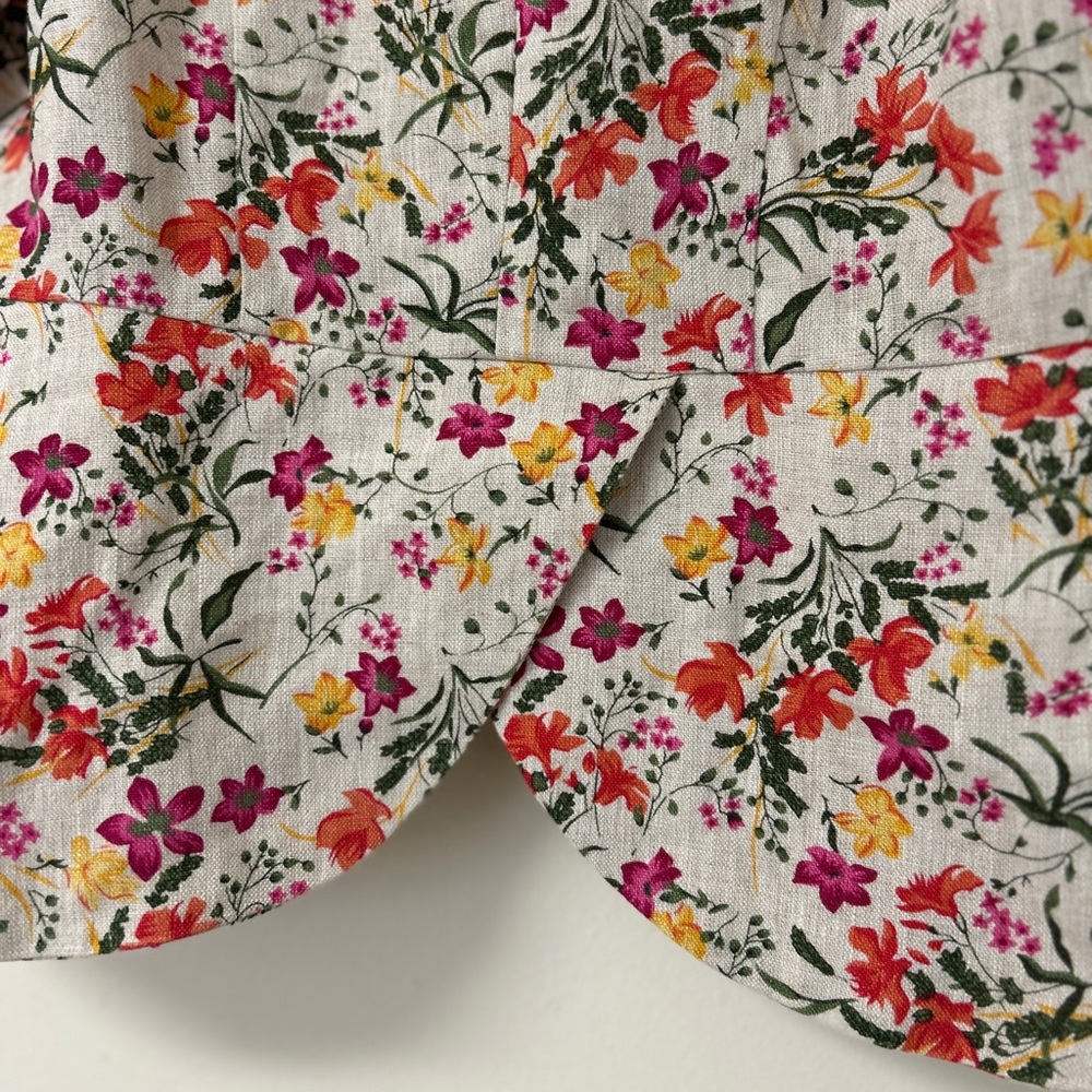 Forever 21 Red & beige Floral Blazer Lightweight Suit Jacket size XS 100% Linen - Picture 9 of 13